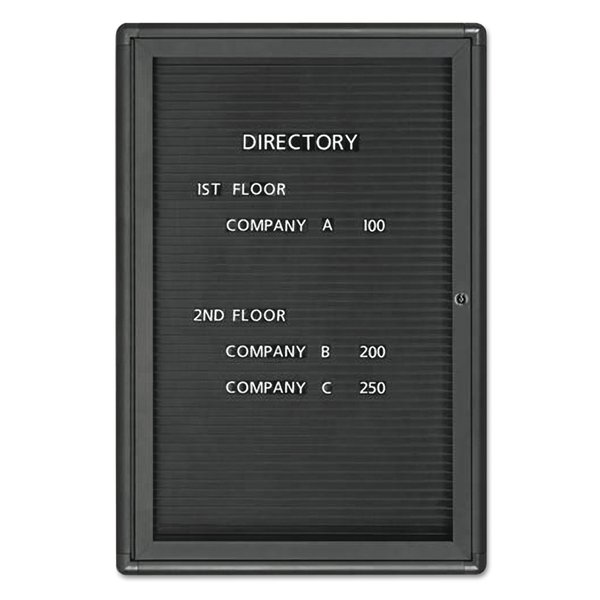 Quartet Enclosed Magnetic Directory, 24 x 36, Black Surface, Graphite Aluminum Frame 2963LM
